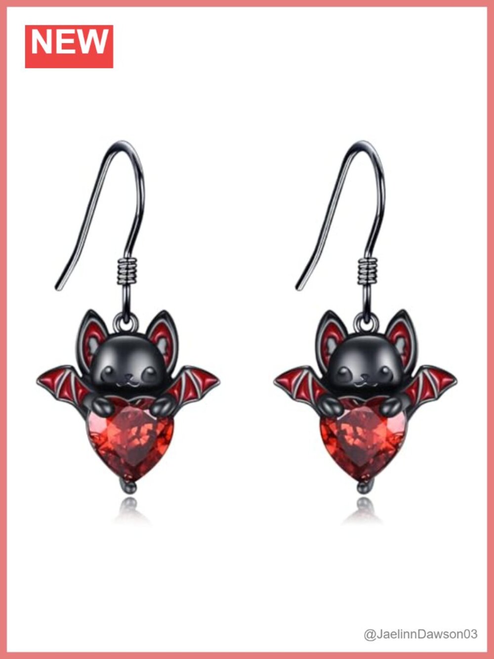Sterling Silver Bat Dangle Earrings with Cubic Zirconia Gothic Halloween